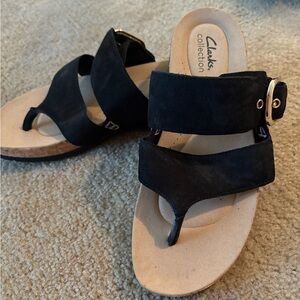 Clarks Black Suede Women's Sandals
